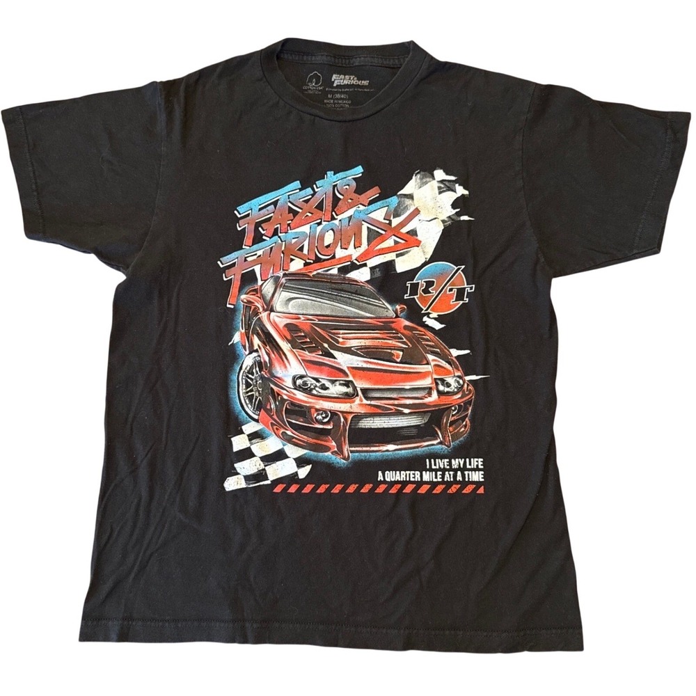 Fast & Furious Graphic Tee‎ Mens M Black Car Racing Movie Quote T-Shirt